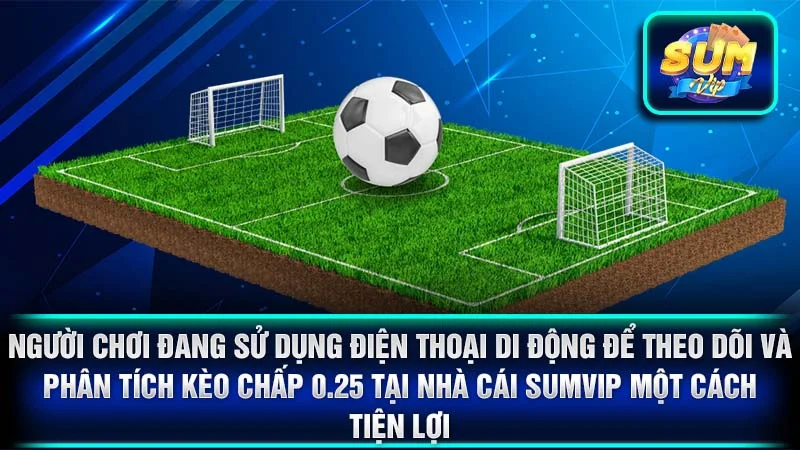 Người chơi đang sử dụng điện thoại di động để theo dõi và phân tích kèo chấp 0.25 tại nhà cái SumVip một cách tiện lợi.